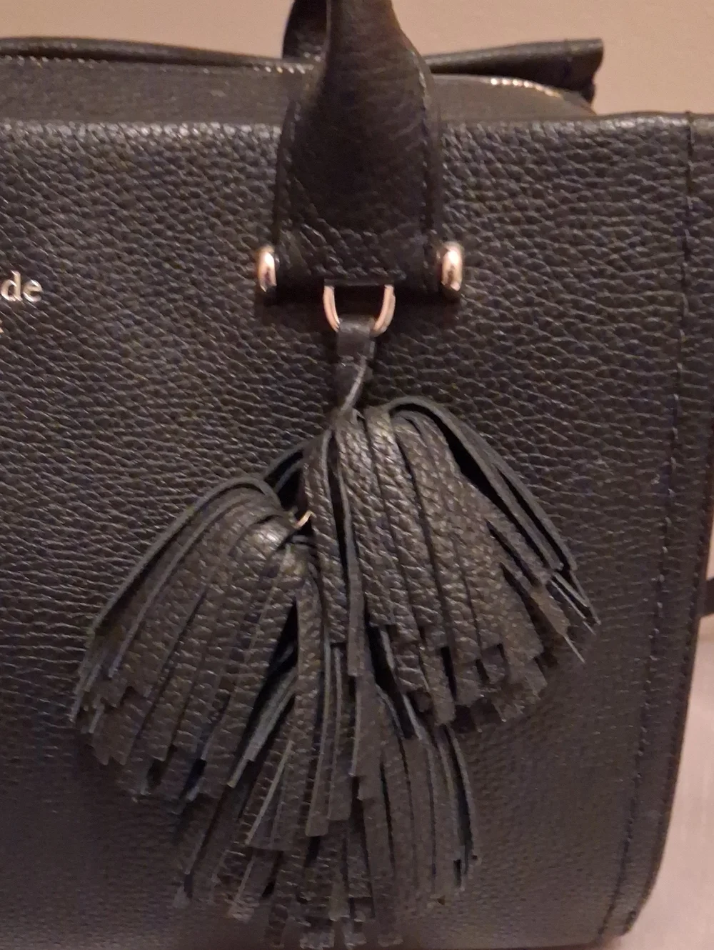 Nwt kate spade Black Pebbled Leather Satchel with Tassel Accent